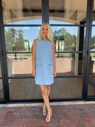 Denim Braided Pocket Dress