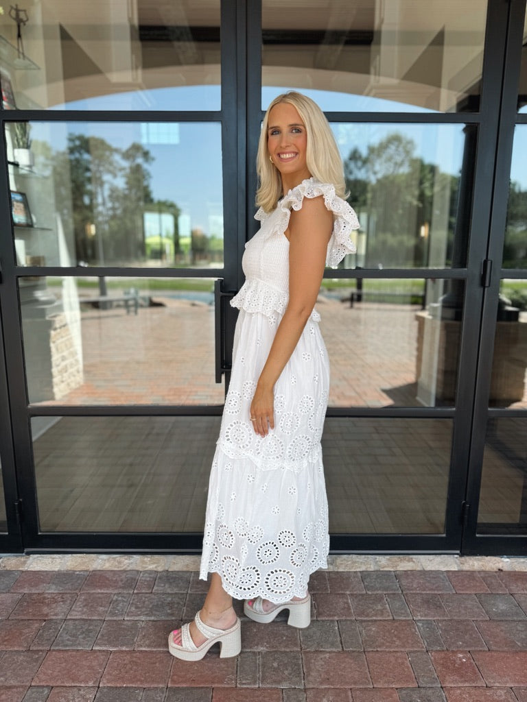 White Eyelet Maxi Dress