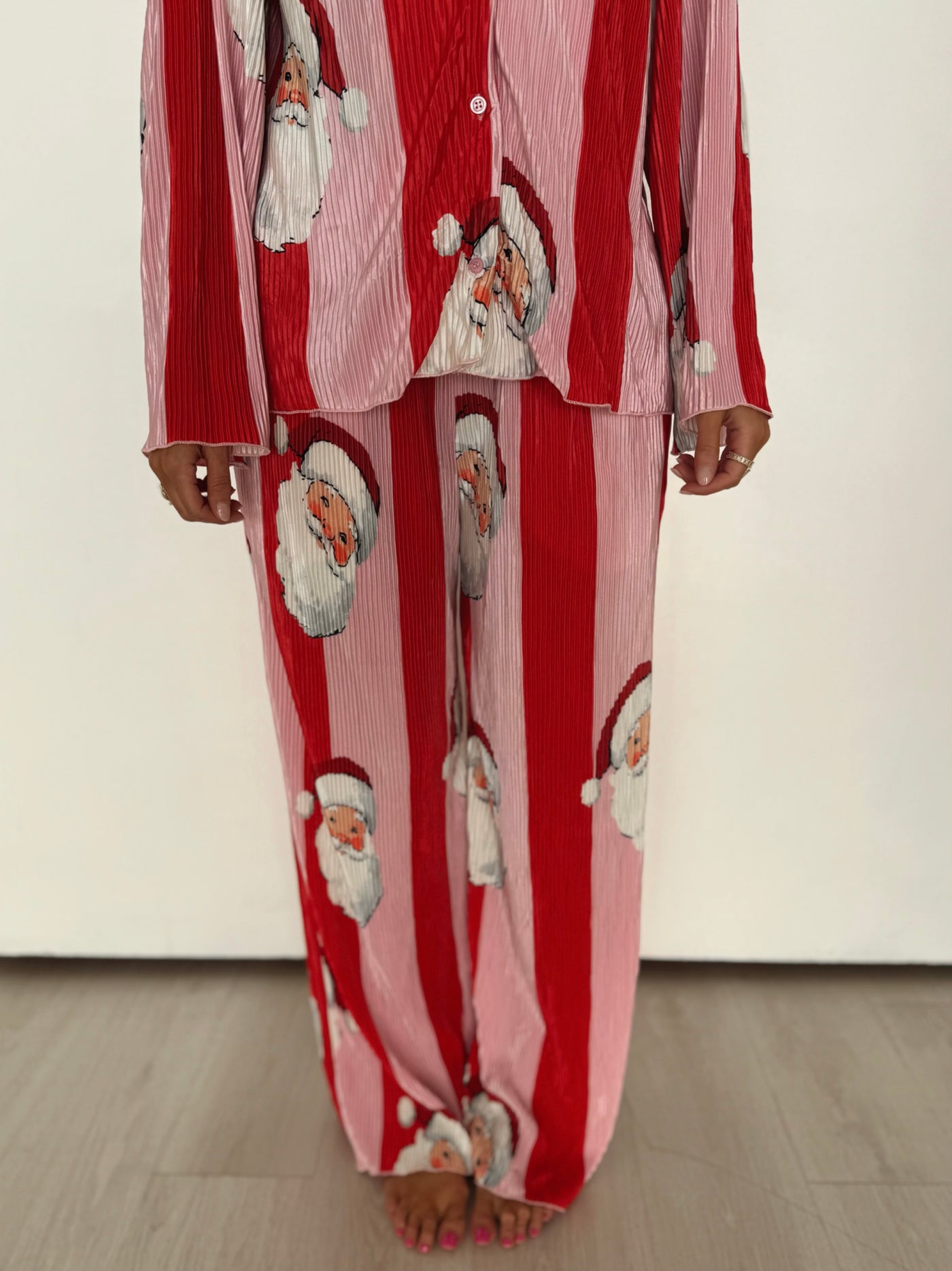 Pink & Red Striped Santa Pajamas