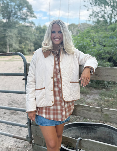 Light Tan Quilted Puffer Jacket