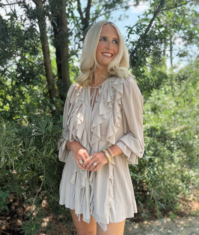 Stone Ruffles Romper Dress
