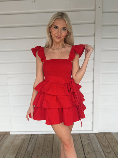 Red Ruffle Tier Romper