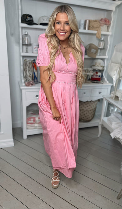 Pink Scallop Maxi Dress