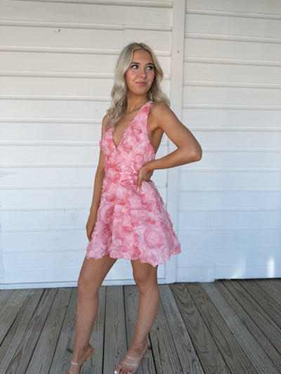 Floral Rose Halter Dress