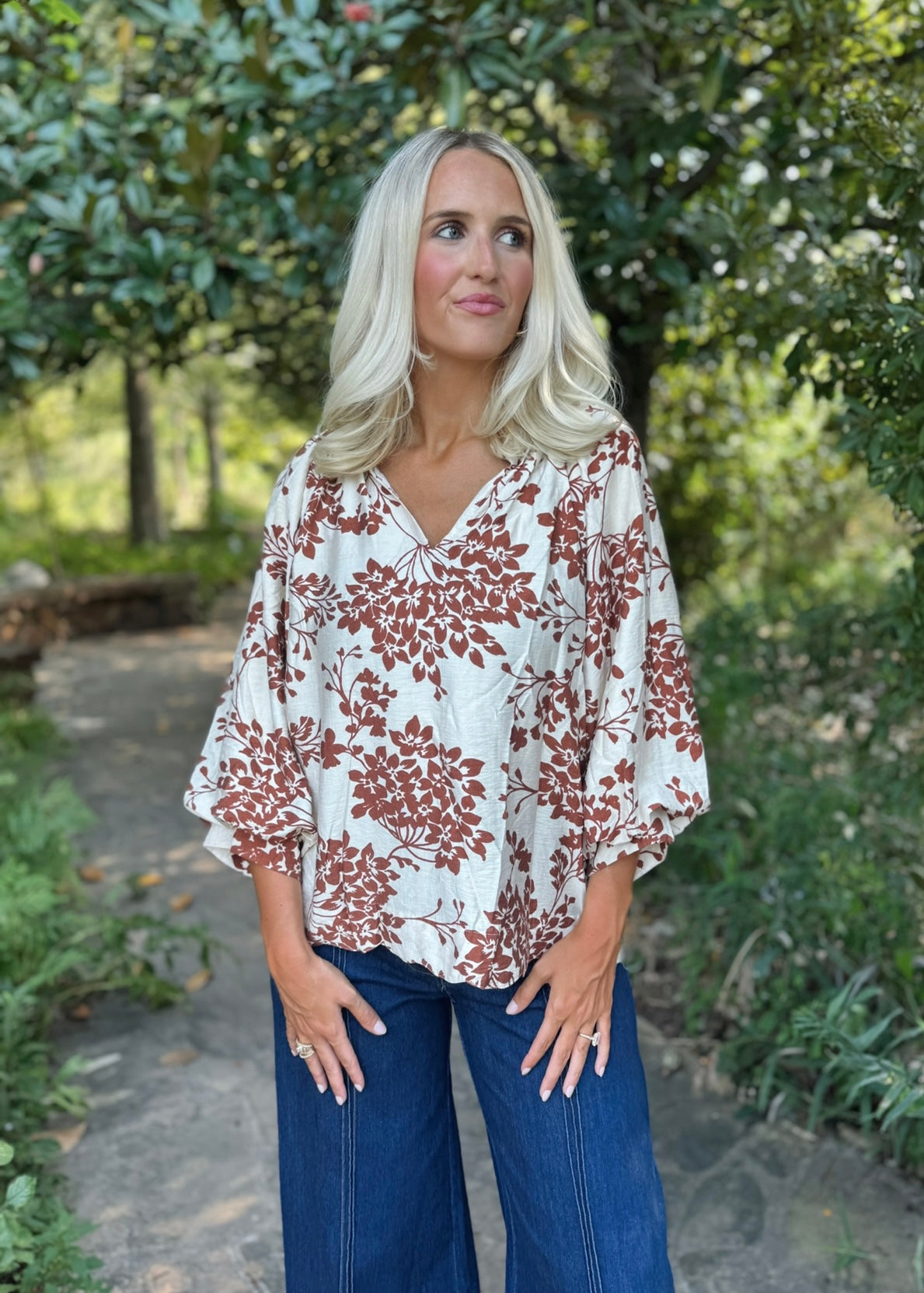 Floral brown top