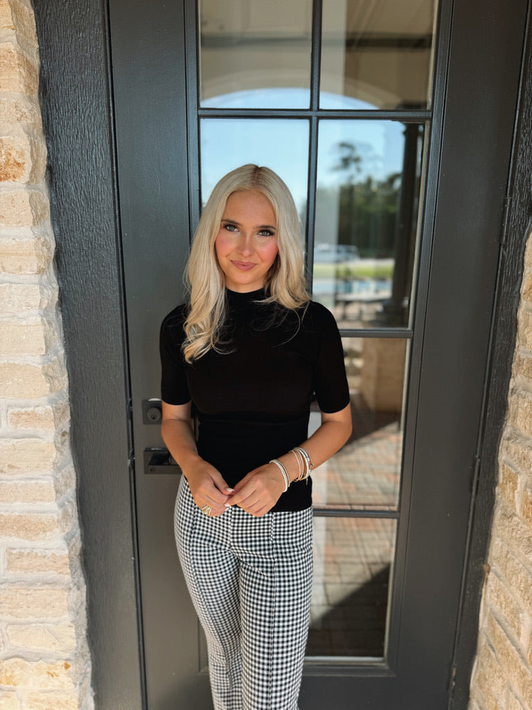 Houndstooth Flare Crop Pants