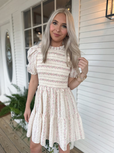 Cream Floral Dress