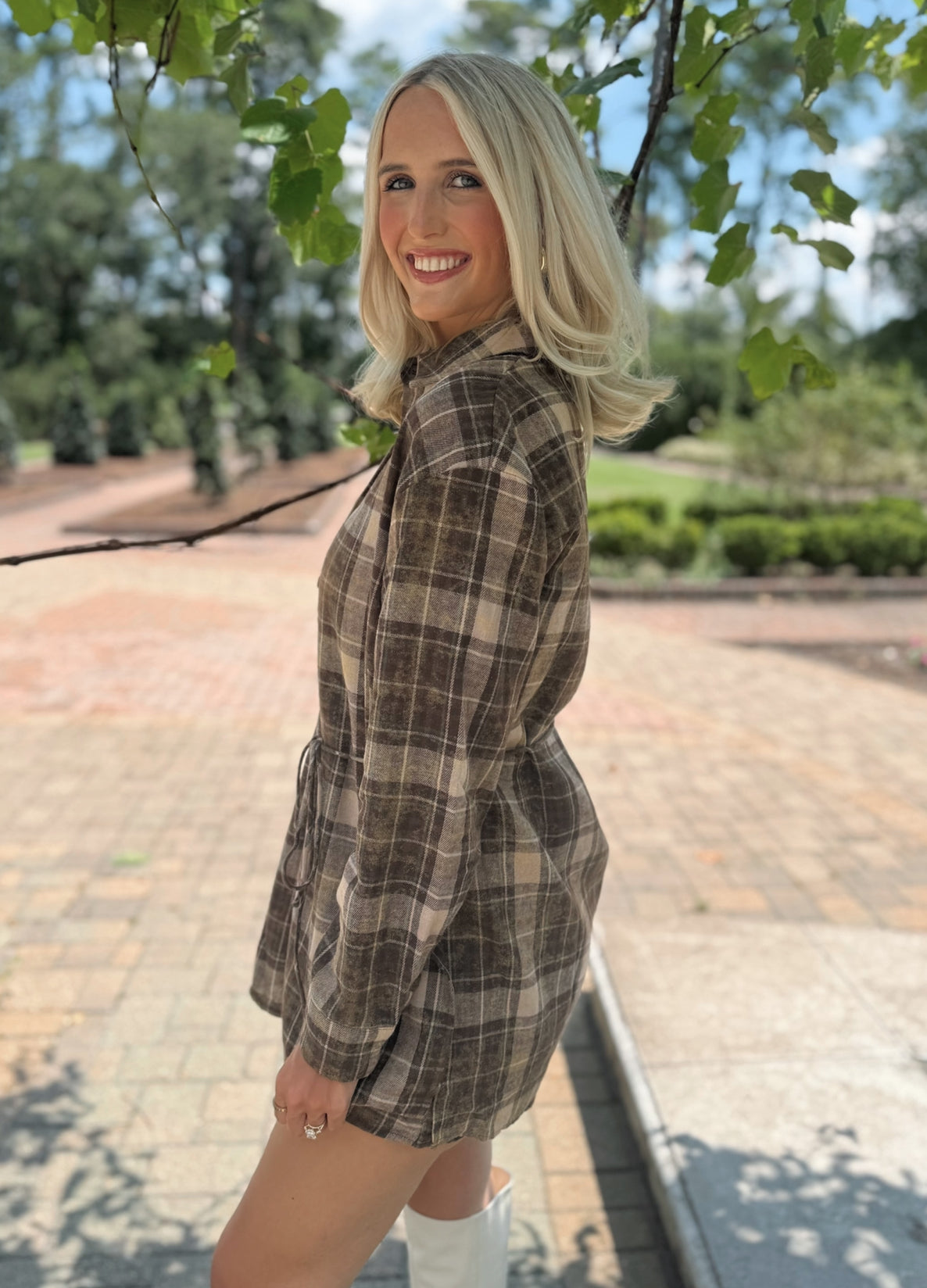 Plaid Flannel Shirt Romper