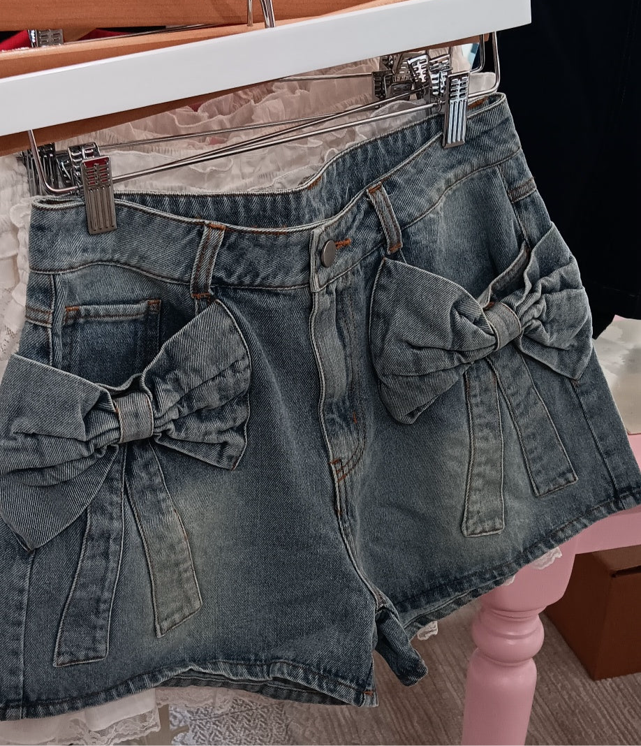 Bow Denim Shorts