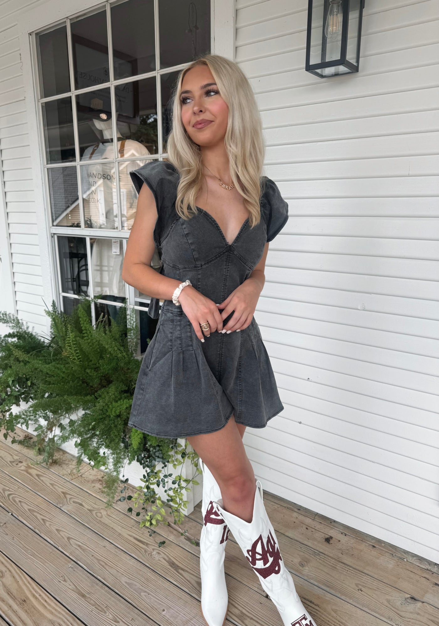 Washed Black Romper