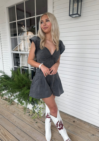 Washed Black Romper