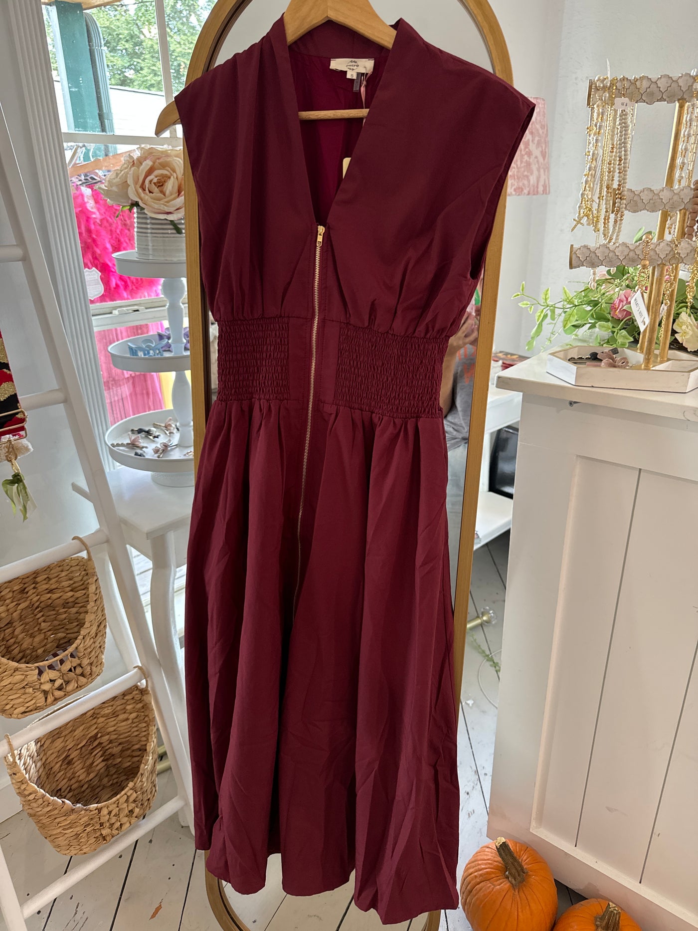 Burgundy Green Maxi Dress