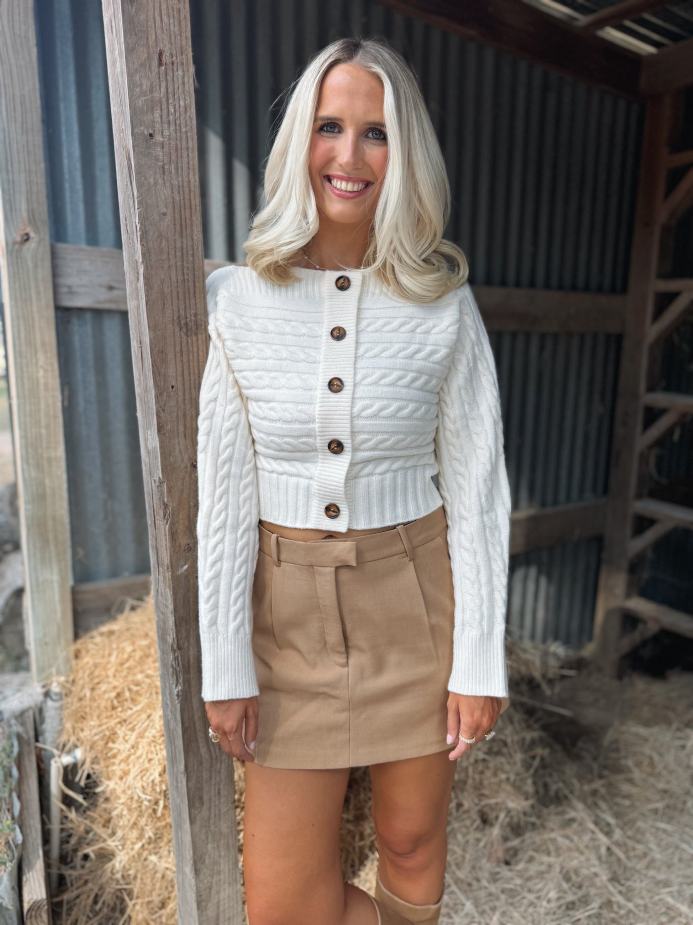 Off The Shoulder Cream Sweater