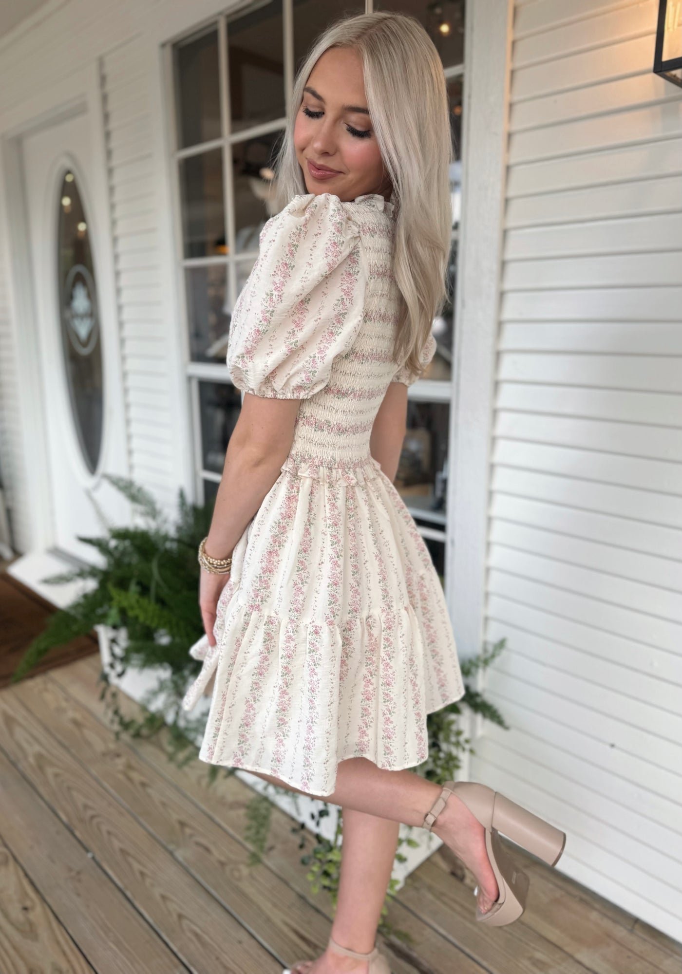 Cream Floral Dress