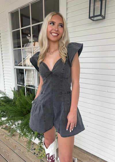 Washed Black Romper