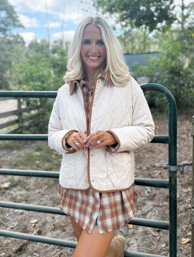 Light Tan Quilted Puffer Jacket