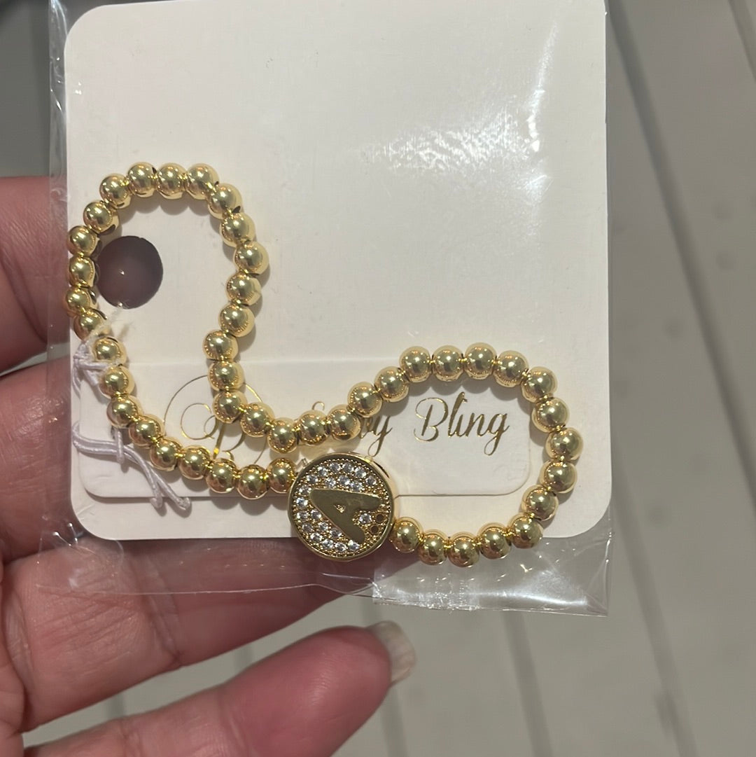 Beaded initial bracelet