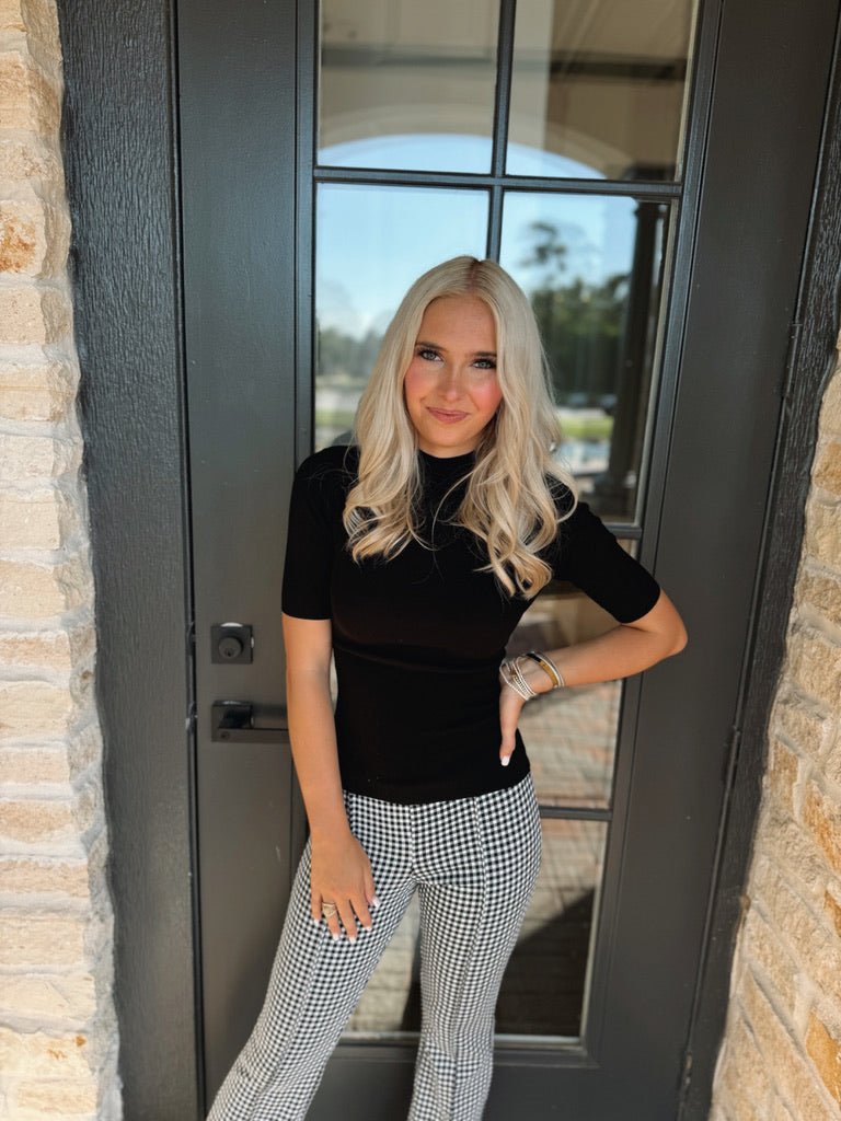 Houndstooth Flare Crop Pants