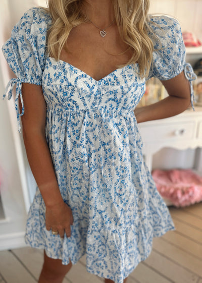 Blue & White Floral Mini Dress