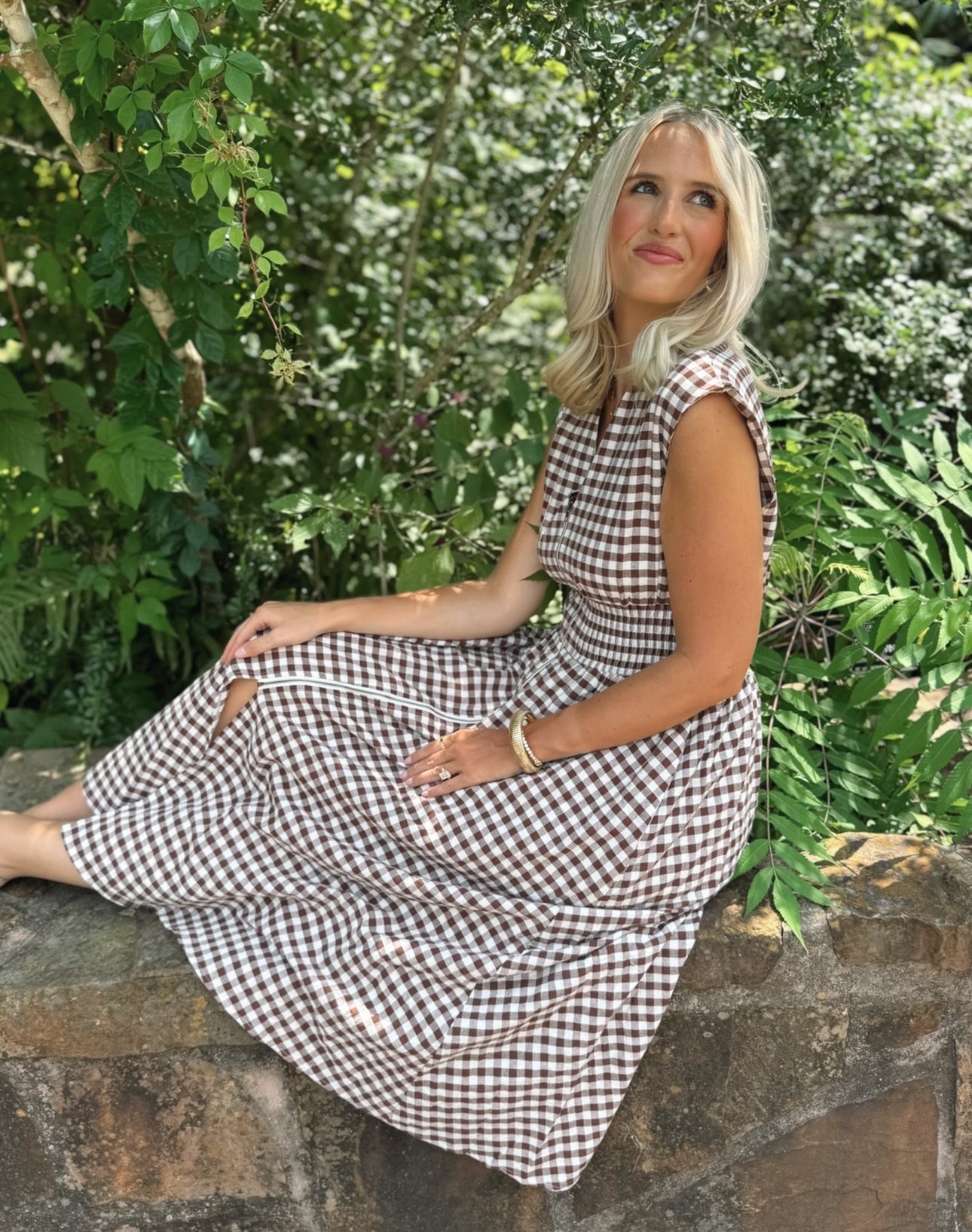 Brown Gingham Maxi Dress