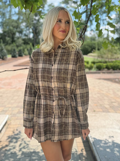 Plaid Flannel Shirt Romper