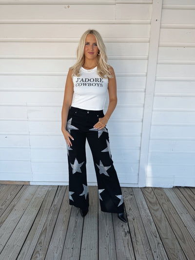 Black Rhinestone Star Jeans