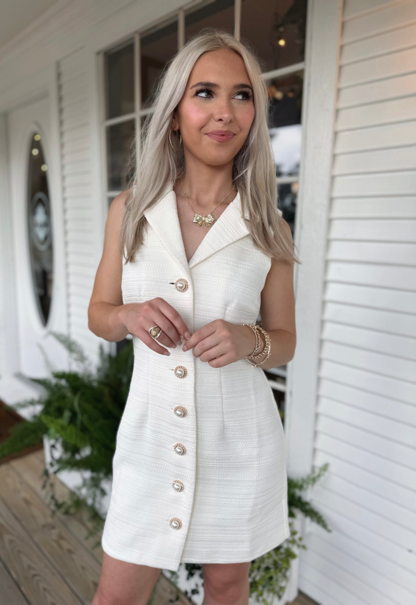 Sleeveless Tweed Mini Dress