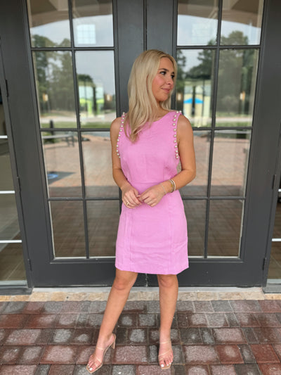 Pink Pearl Trim Dress