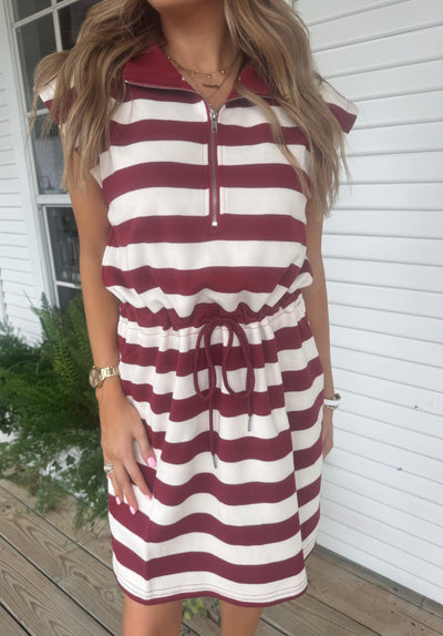 Burgundy striped romper