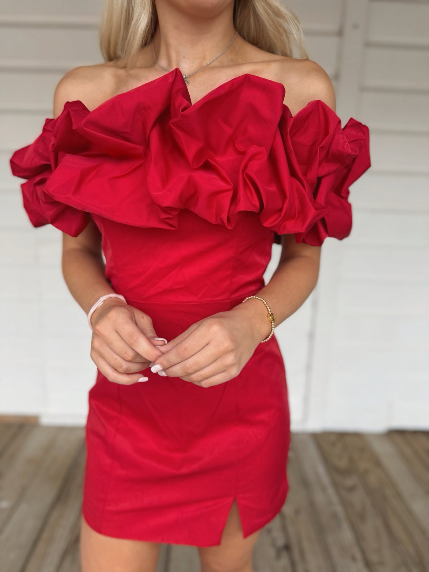 Red Ruffle Tube Dress