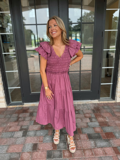 Purple Ruffle Midi Maxi Dress