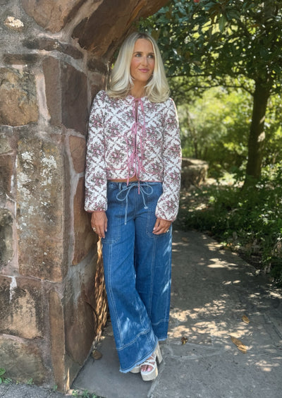 Floral Quilted Tie Jacket