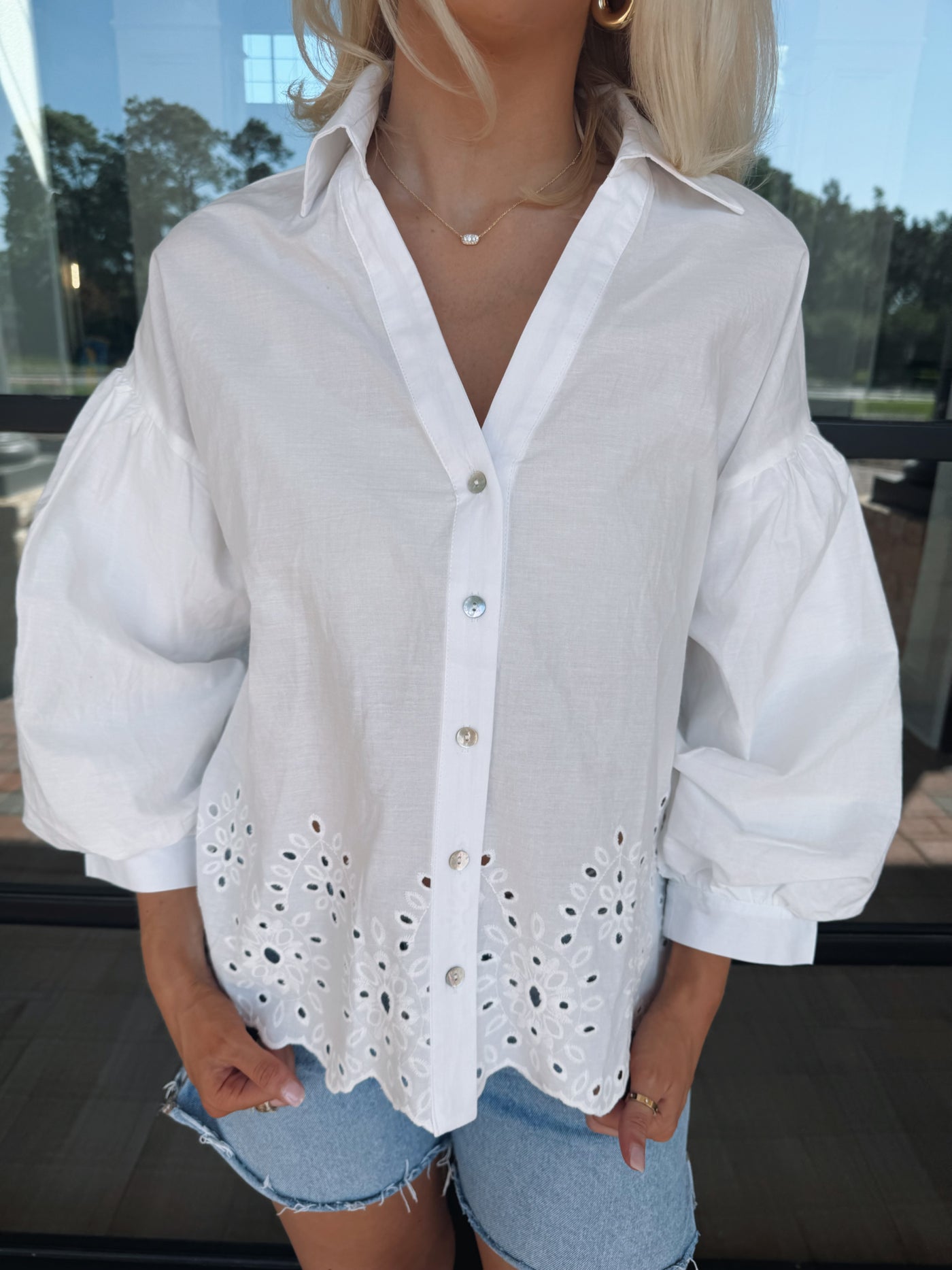 White Eyelet Top