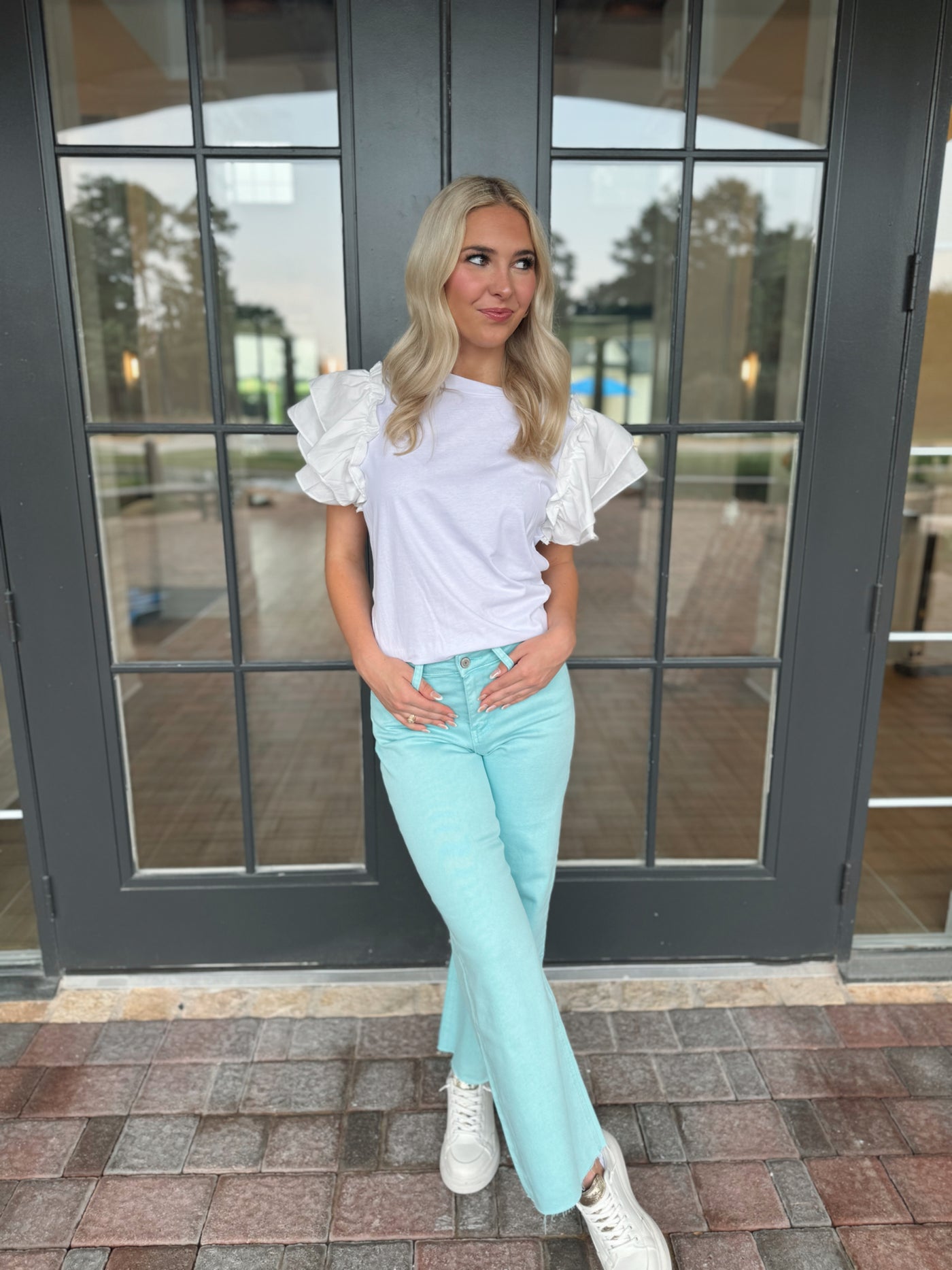 Blue Denim Crop Jeans