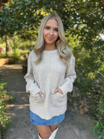 Front Pocket Sweater - Taupe