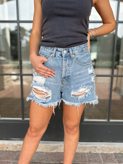 Charlie Light Distressed Denim Shorts