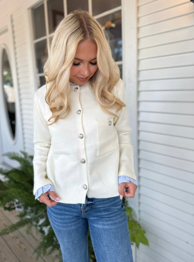Cream Button Up Sweater