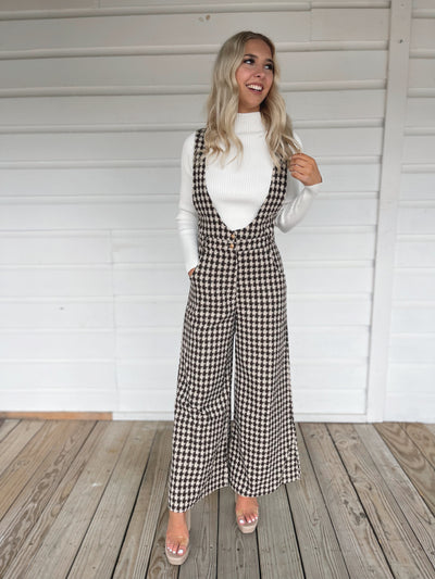 Brown Houndstooth Jumpsuit