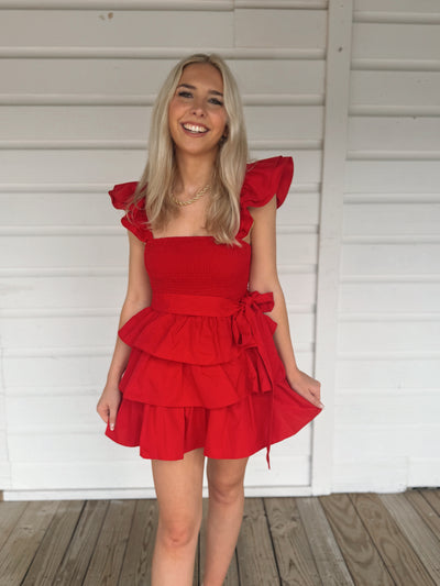 Red Ruffle Tier Romper