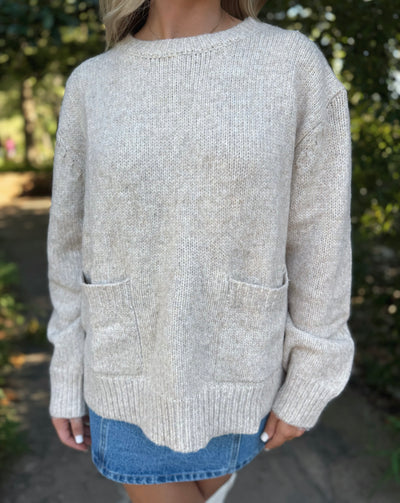 Front Pocket Sweater - Taupe