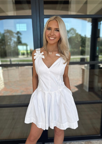 White Dress with Bow Straps