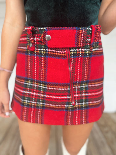 Red Plaid Mini Skort