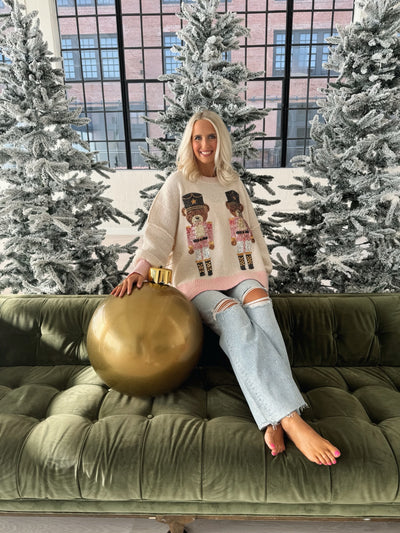 Sequin Bear Soldier Sweater