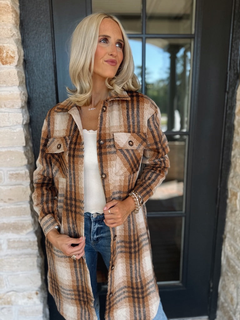 Brown Plaid Long Flannel