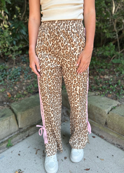 Leopard Bow Track Pants