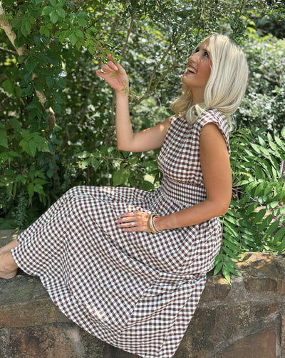 Brown Gingham Maxi Dress
