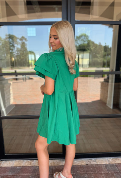 Green Peplum Shirt Dress
