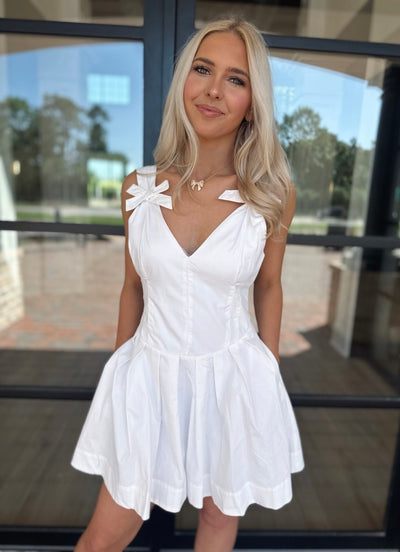 White Dress with Bow Straps