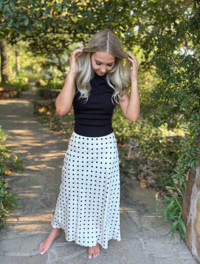Black & White Polka Dot Maxi Skirt