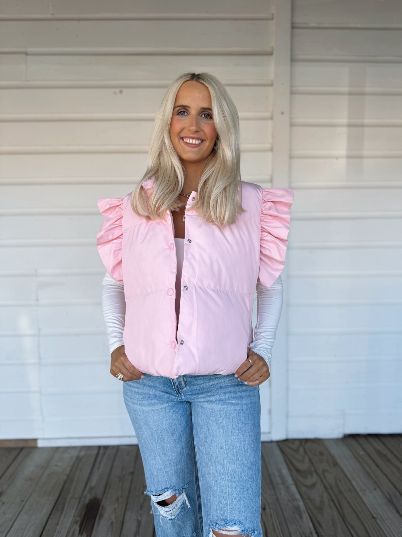 Pink Ruffle Crop Vest